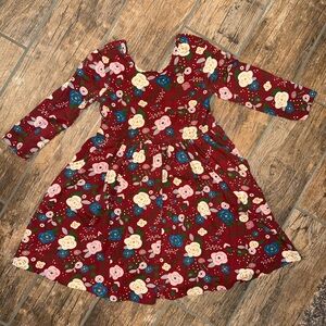 Ruffle Butts Red Floral Kids Dress